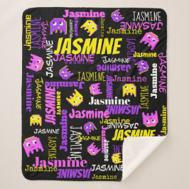 Manta Sherpa Nombre de chicas negros de color amarillo rosa par