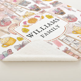 Manta Sherpa Nombre de familia acuarela otoño