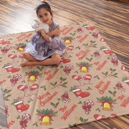 Manta Sherpa Nombre de familia Patrón de navidad merry