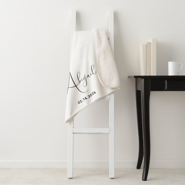 Manta Sherpa Nombre de fecha personalizada con estilo (In situ)