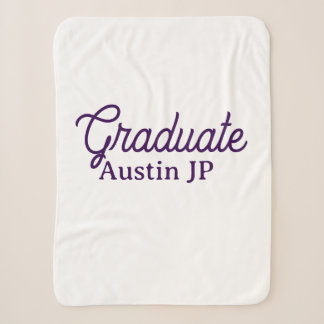 Manta Sherpa nombre de graduación morado simple minimalista ele
