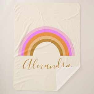 Manta Sherpa Nombre de guión personalizado simple retro arco ir