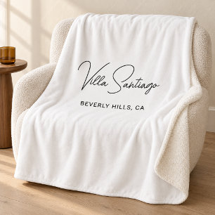 Manta Sherpa Nombre de Hogar Personalizado Elegante Letra Ubica