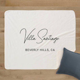 Manta Sherpa Nombre de Hogar Personalizado Elegante Letra Ubica