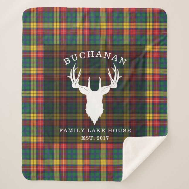 Manta Sherpa Nombre de la familia Lake House Tartan Plaid Clan  (Anverso)