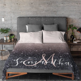 Manta Sherpa Nombre de las parqueas de Purpurina negro y rosa m