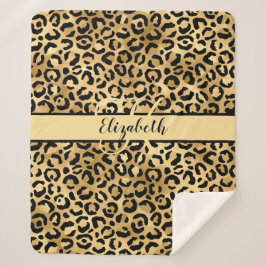 Manta Sherpa Nombre de Monograma Estampado de Leopardo Guepardo