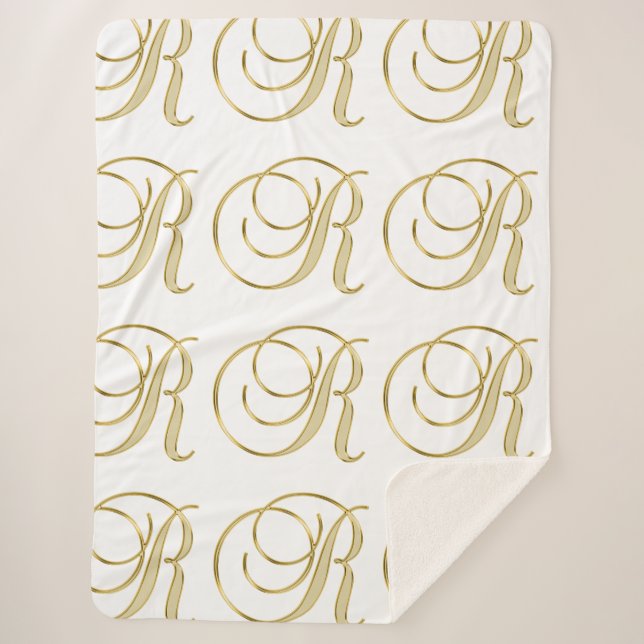 Manta Sherpa Nombre de monograma Letra R Destiny's (Anverso)