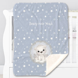 Manta Sherpa Nombre de oso polar lindo Niño invierno azul cálid