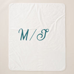 Manta Sherpa Nombre de pareja de boda monograma turquesa simple