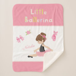 Manta Sherpa Nombre de pequeños Chicas ballet rosado Ballerina