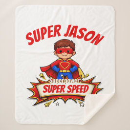 Manta Sherpa Nombre de superhéroe personalizado para niños