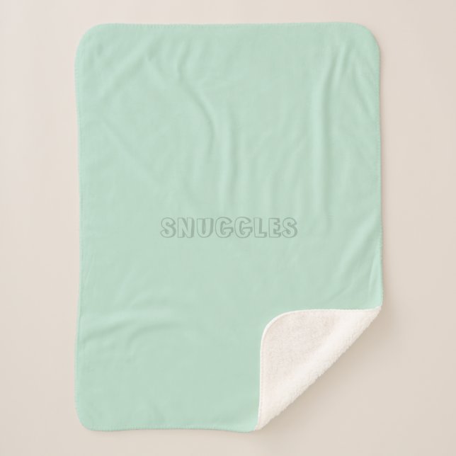 Manta Sherpa Nombre del personalizable "Snuggles" menta marina  (Anverso)