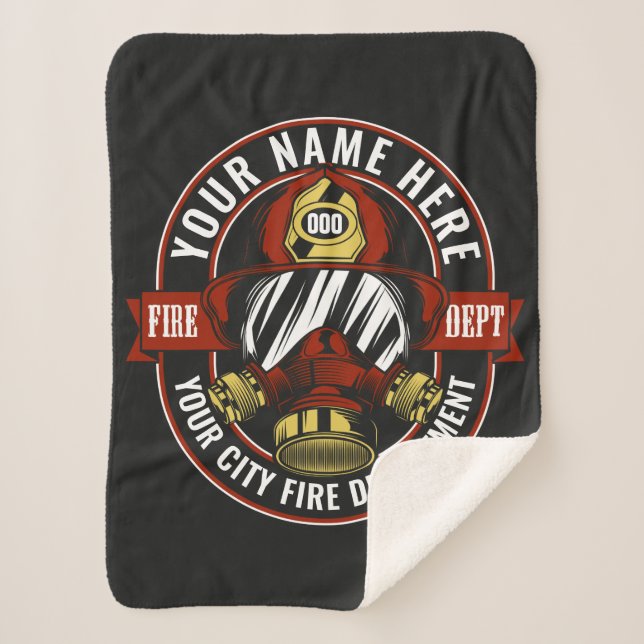 Manta Sherpa NOMBRE DEL personalizar Bombero Máscara Casco Resc (Anverso)
