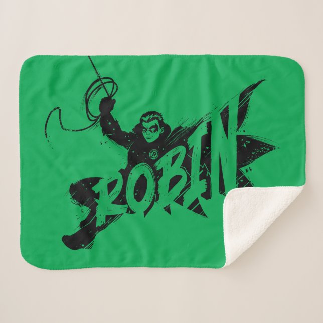 Manta Sherpa Nombre del pincel de lápiz Robin (Anverso (horizontal))