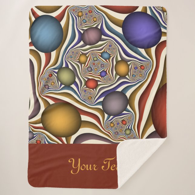 Manta Sherpa Nombre fractal abstracto colorido y moderno (Anverso)