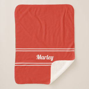 Manta Sherpa Nombre minimalista moderno con inicial estilizada 