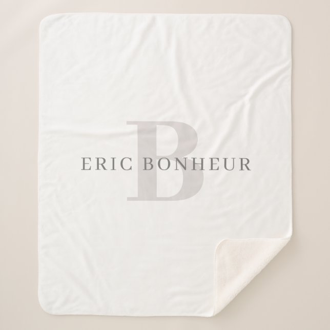 Manta Sherpa Nombre moderno y monograma de estilo (Anverso)