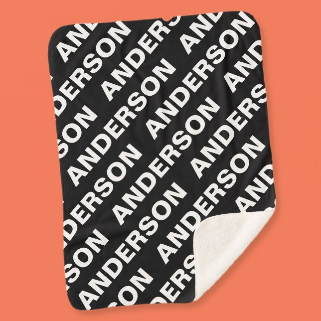 Manta Sherpa Nombre modificable repetible negrita | Blanco negr (Subido por el creador)