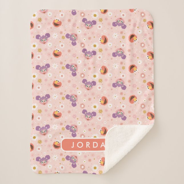 Manta Sherpa Nombre personalizado Abby Cadabby y Elmo | Patrón  (Anverso)