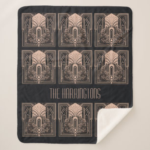 Manta Sherpa Nombre personalizado Art Deco