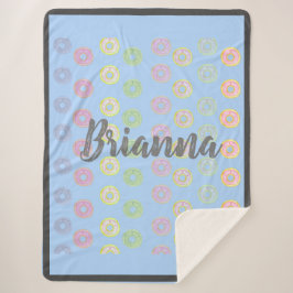 Manta Sherpa Nombre personalizado azul Donut Sherpa Blanket