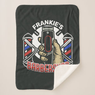 Manta Sherpa NOMBRE personalizado Barbería de retro de barbería