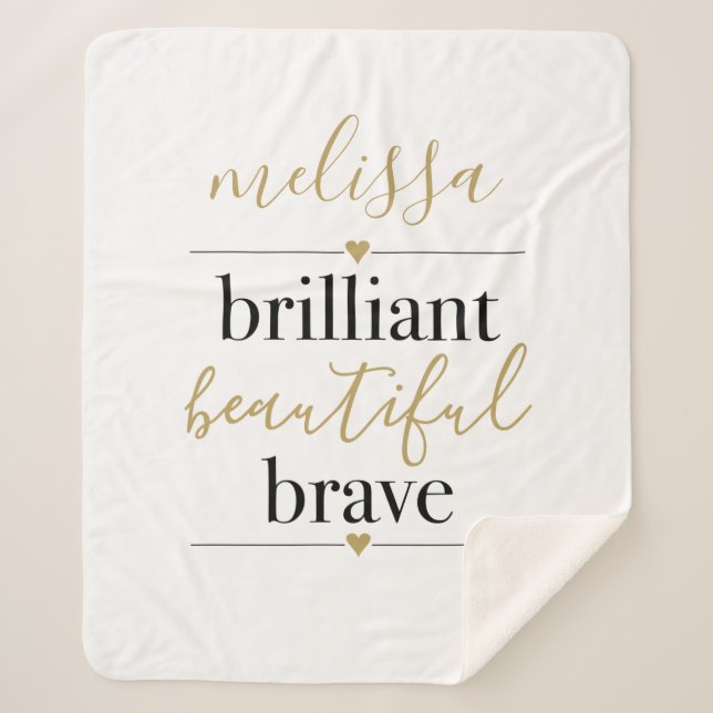 Manta Sherpa Nombre personalizado Brilliant Beautiful Brave  (Anverso)