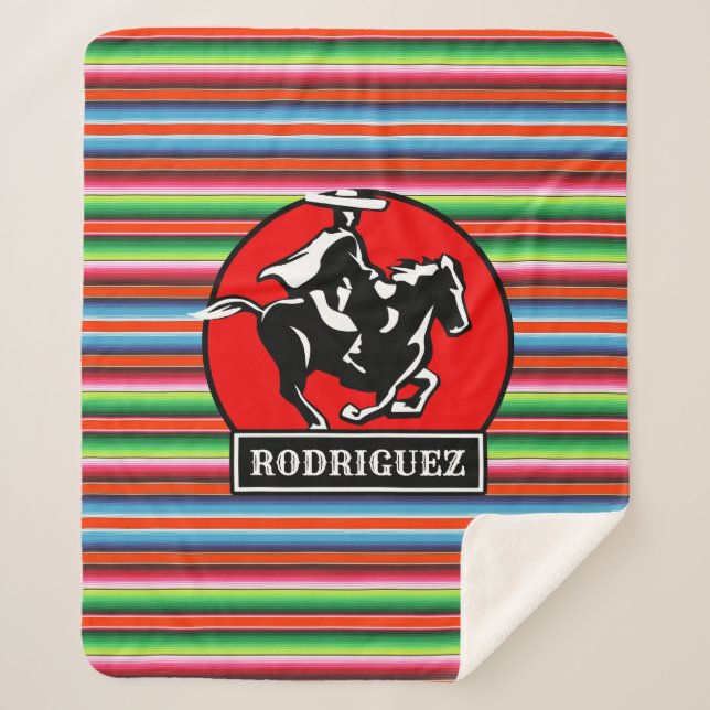 Manta Sherpa NOMBRE Personalizado Carro Caballo Serape Español  (Anverso)