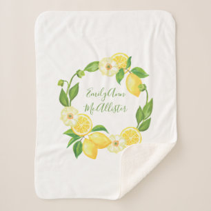 Manta Sherpa Nombre personalizado Citrus limón amarillo Nombre