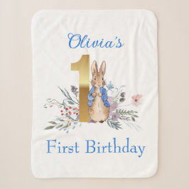 Manta Sherpa Nombre personalizado conejo clásico primer cumplea