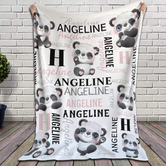 Manta Sherpa Nombre personalizado Cute Pandas Sherpa Blanket