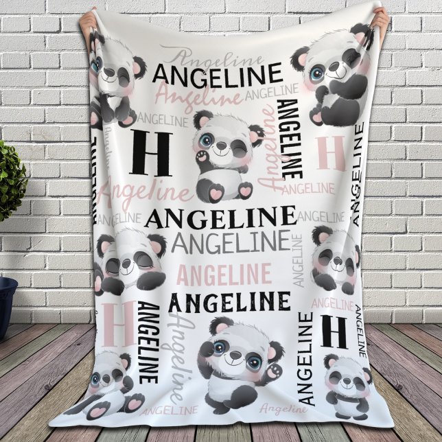 Manta Sherpa Nombre personalizado Cute Pandas Sherpa Blanket (Subido por el creador)