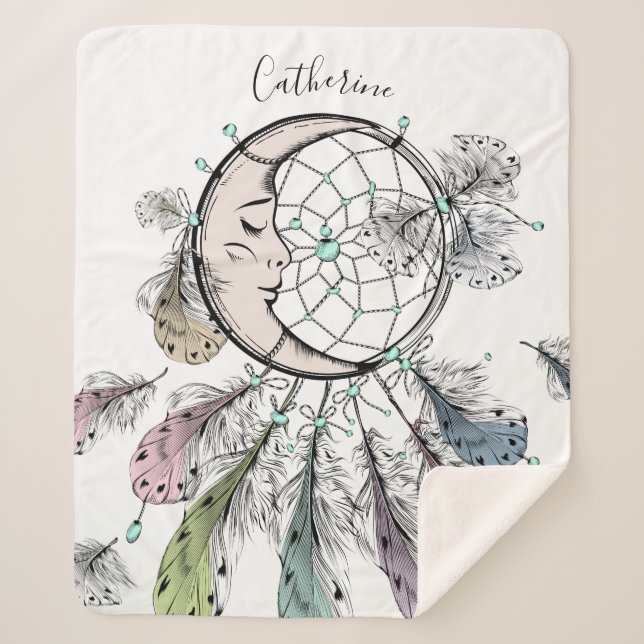 Manta Sherpa Nombre personalizado de Dreamcatcher faja de fleec (Anverso)