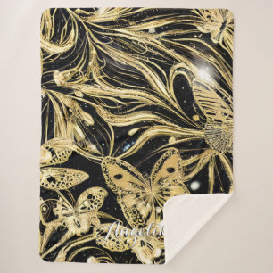 Manta Sherpa Nombre personalizado de la mariposa