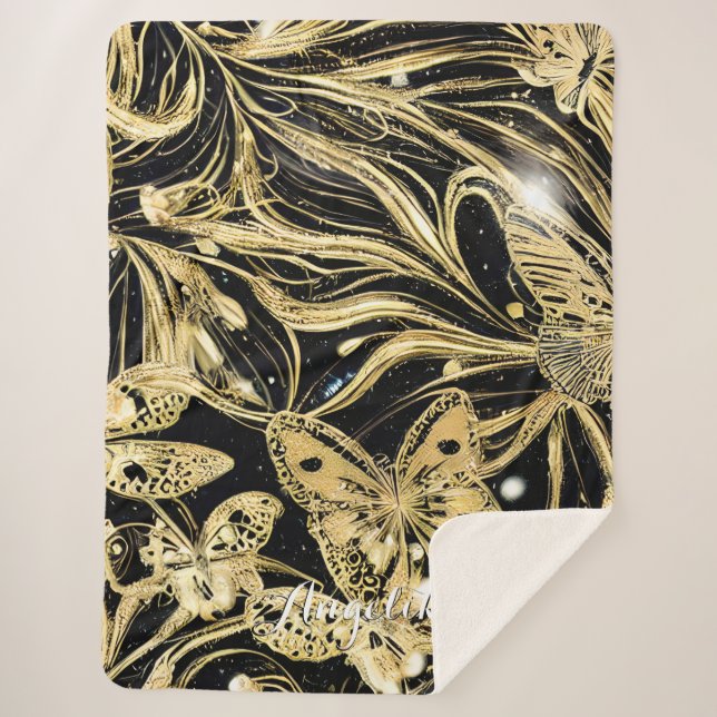 Manta Sherpa Nombre personalizado de la mariposa (Anverso)