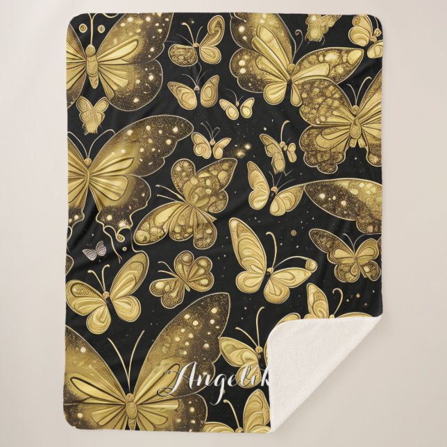 Manta Sherpa Nombre personalizado de la mariposa (Anverso)