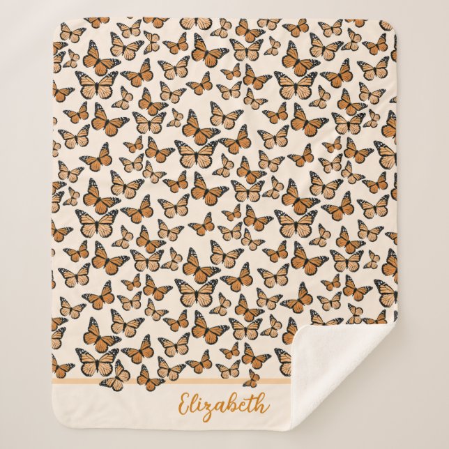 Manta Sherpa Nombre personalizado de las mariposas monarca del  (Anverso)