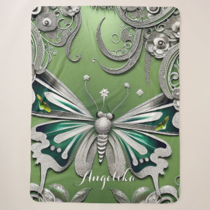 Manta Sherpa Nombre personalizado de moda mariposa con Purpurin