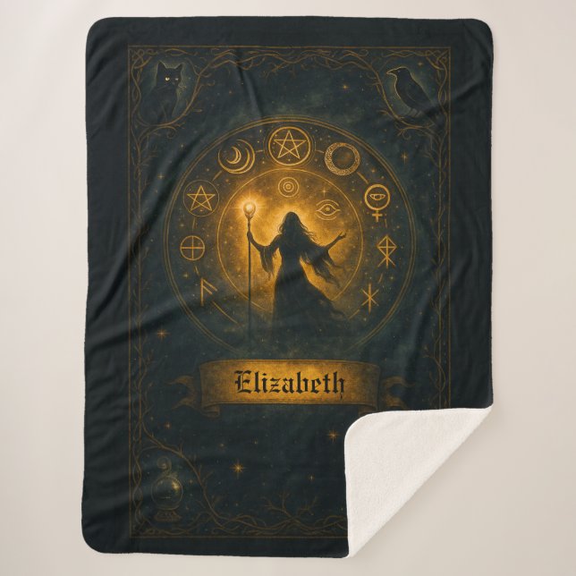 Manta Sherpa Nombre personalizado de símbolos antiguos y hechic (Anverso)