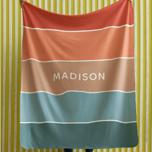 Manta Sherpa Nombre personalizado del bloque de colores de la T