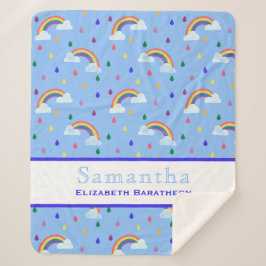 Manta Sherpa Nombre personalizado del cielo azul de lluvia arco
