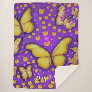 Manta Sherpa Nombre personalizado del jardín de mariposa