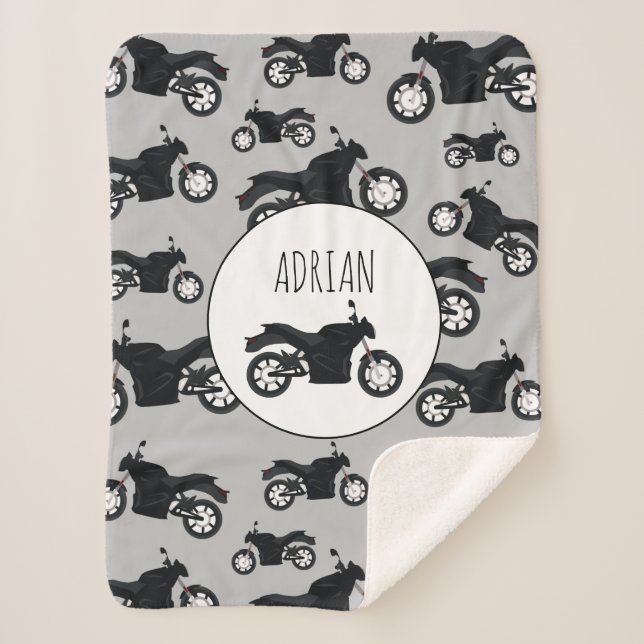 Manta Sherpa Nombre personalizado del patrón de motocicleta (Anverso)