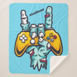 Manta Sherpa Nombre personalizado Gamer Zombie