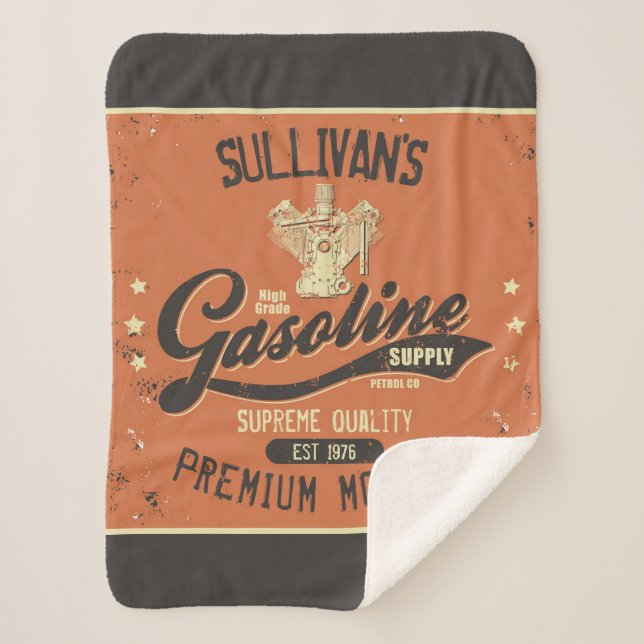 Manta Sherpa NOMBRE personalizado Gasolina Motors Garaje mecáni (Anverso)