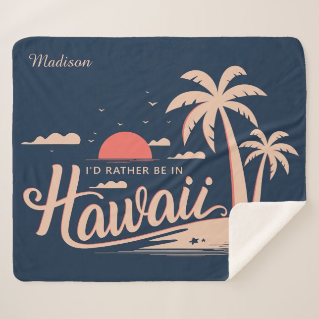 Manta Sherpa Nombre personalizado Hawaii (Anverso (horizontal))