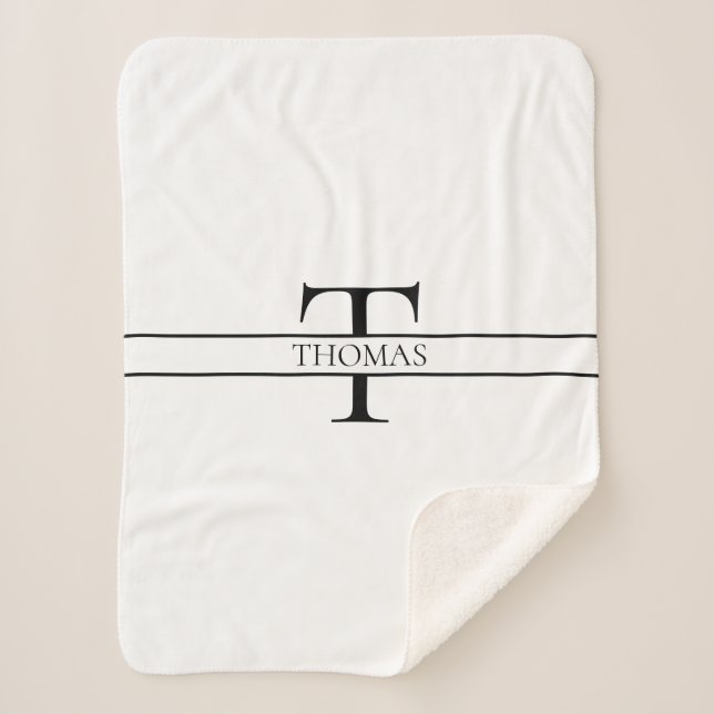 Manta Sherpa Nombre personalizado monogramado elegante (Anverso)