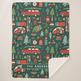 Manta Sherpa Nombre personalizado Navidades rusos acampando