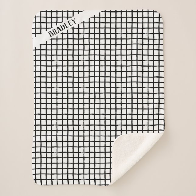 Manta Sherpa Nombre personalizado Patrón de trenzado de doodle  (Anverso)